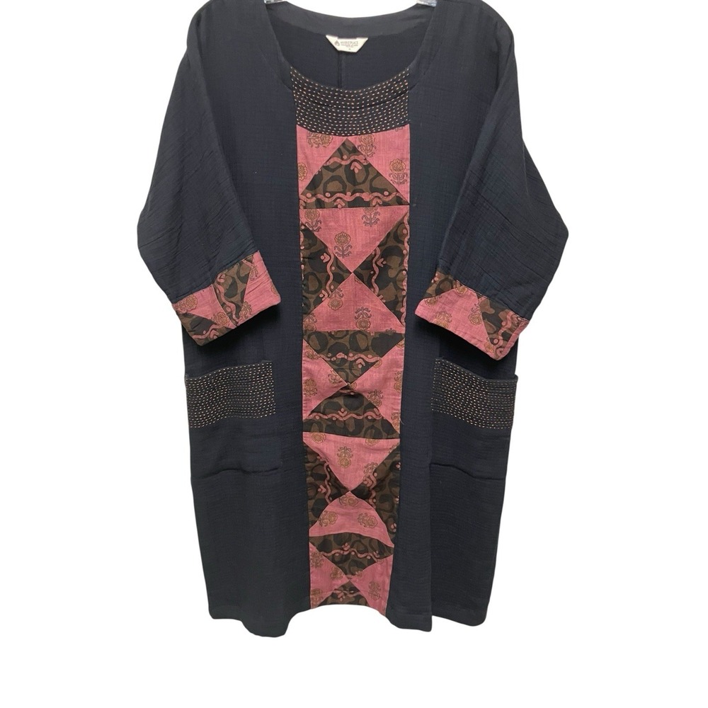 Marketplace Handwork Of India 100% Cotton Block Print Boho Art to Wear Dress M